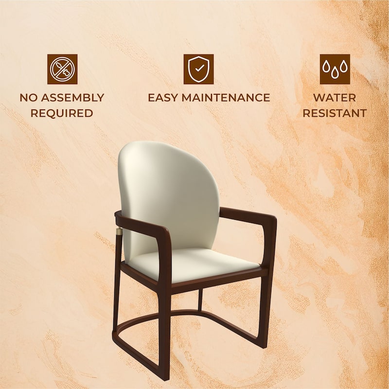LeisureMod Svelta Modern Leather Dining Chair - Mid century Accent Arm Chair for Home Office Kitchen Dining Room