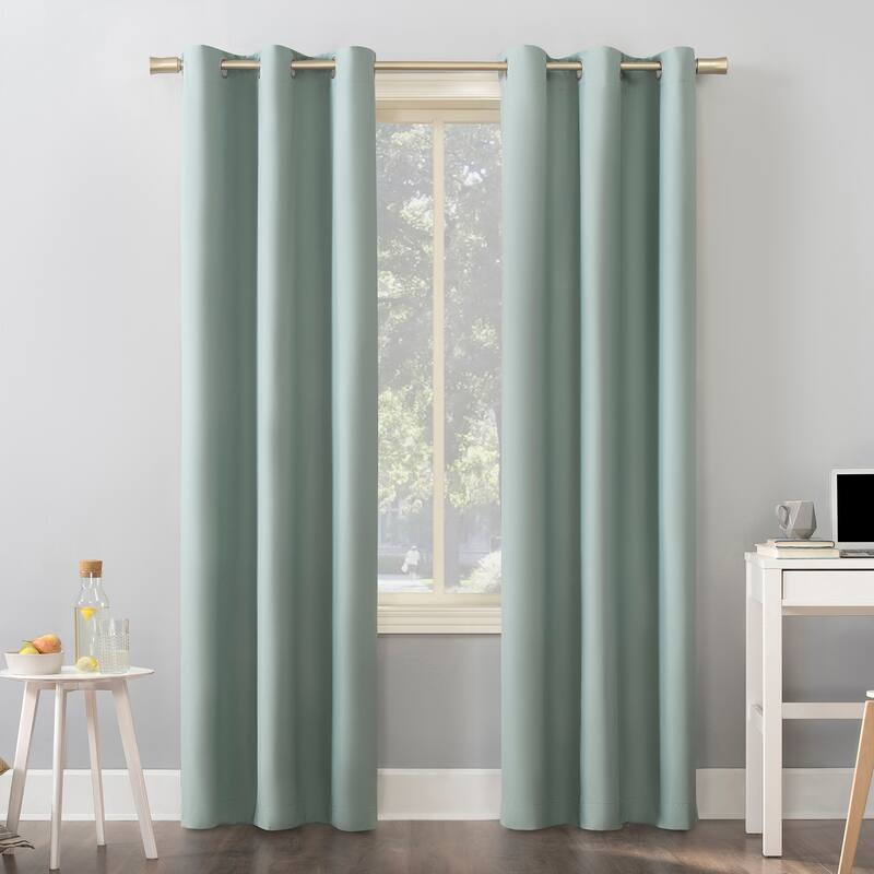Sun Zero Cyrus Thermal Total Blackout Grommet Curtain Panel, Single Panel - 40 x 96 - Mineral