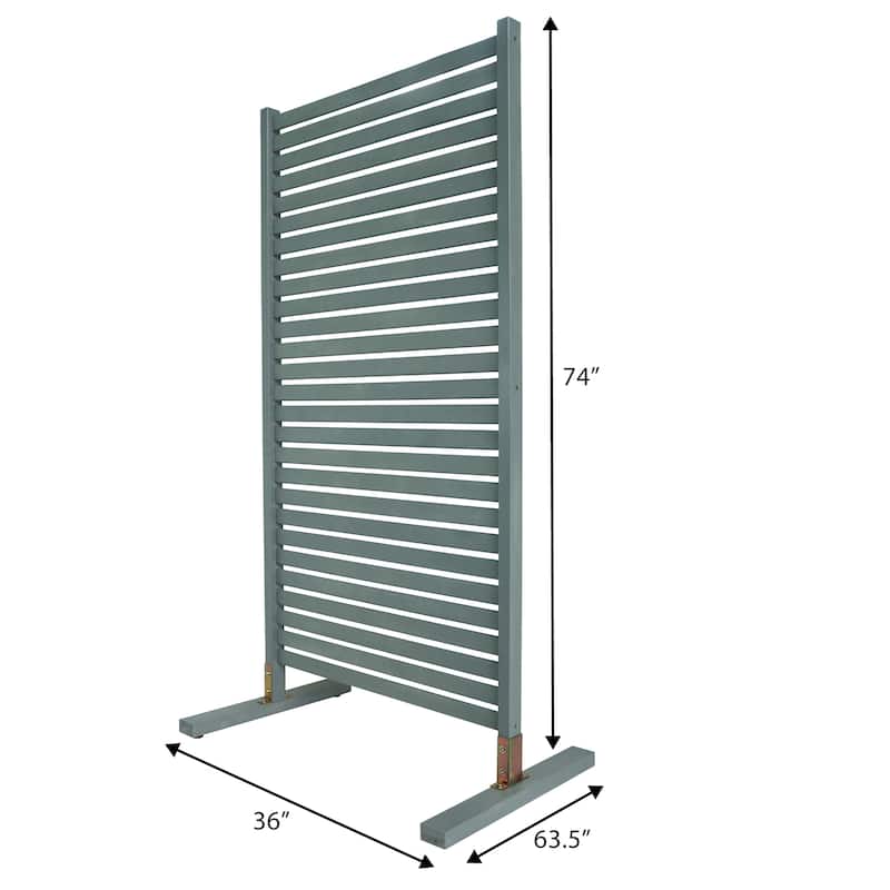 Solana Modern Solid Acacia Wood Slat Outdoor Privacy Screen, Freestanding Single Panel Patio Room Divider
