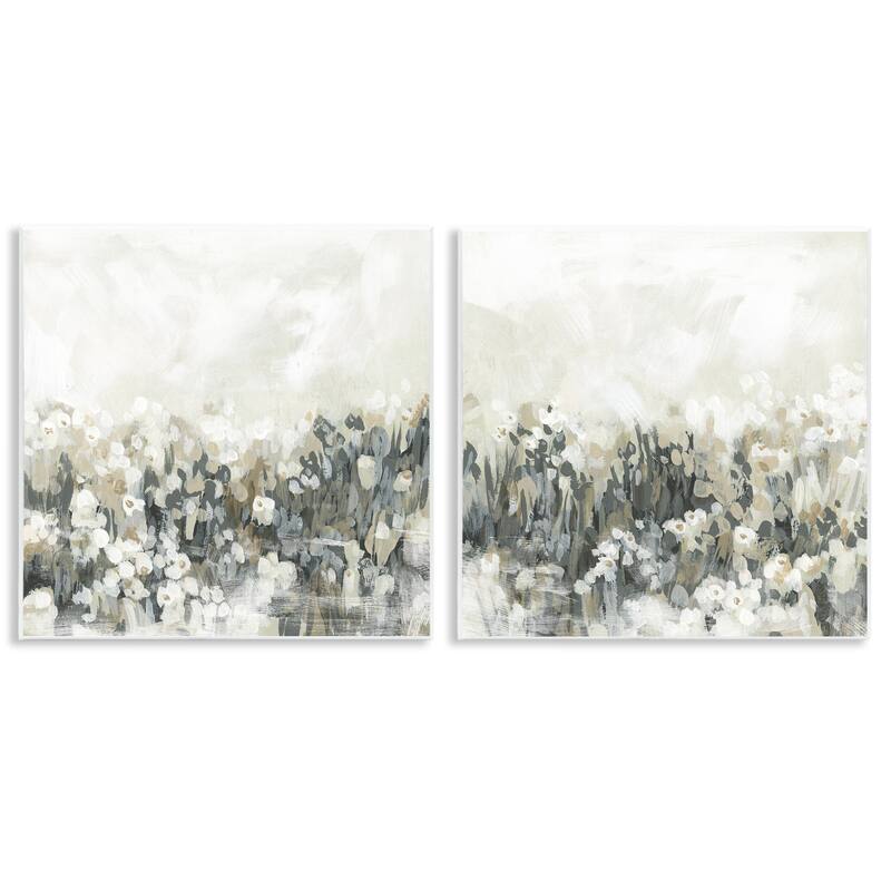 Stupell Brushed Flower Meadow Impressions Wall Plaque Art Design By June Erica Vess (Set of 2) - 12 x 12