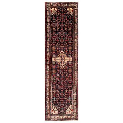 ECARPETGALLERY Hand-knotted Andelz Navy Wool Rug - 3'10 x 13'8