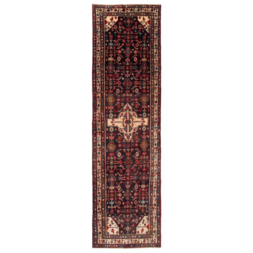 ECARPETGALLERY Hand-knotted Andelz Navy Wool Rug - 3'10 x 13'8