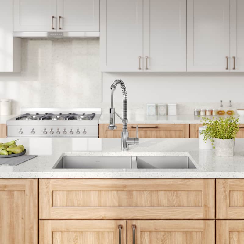 Kraus 3-in-1 Set Undermount Kitchen Sink, Pulldown Faucet, Dispenser