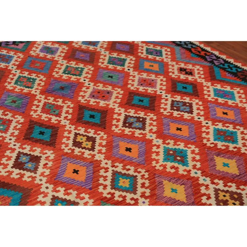 Kilim Oriental Area Rug Handmade Wool Carpet - 8'1"x 9'9"
