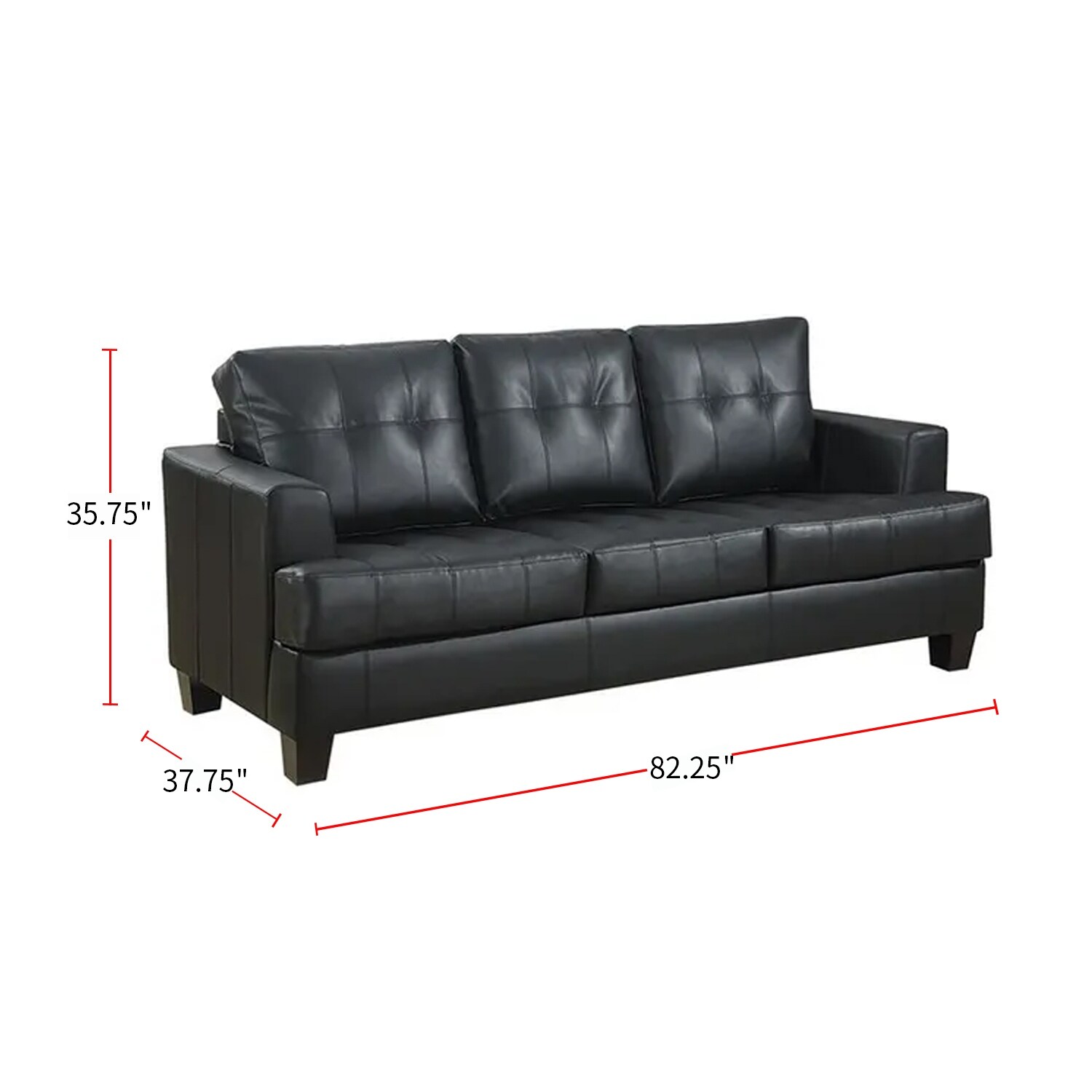 Leather sofa with attached on sale cushions