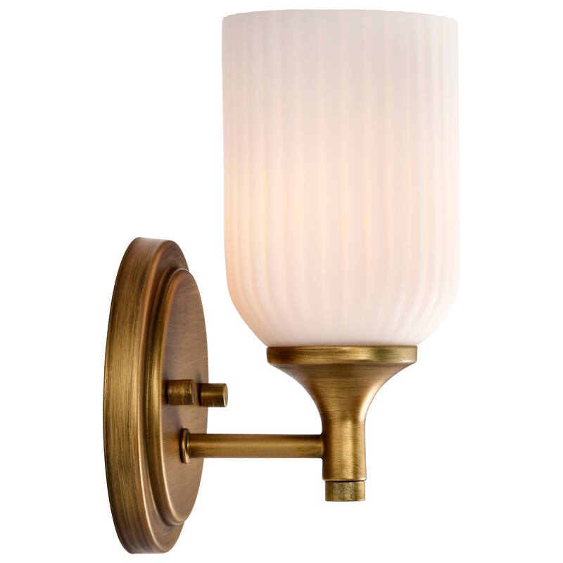 Solara 1 Light Wall Sconce Natural Brass Finish Frosted Ribbed Glass - Natural Brass