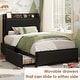 preview thumbnail 11 of 12, Twin Size Bed Frame with 2 Storage Drawers and Charging Station