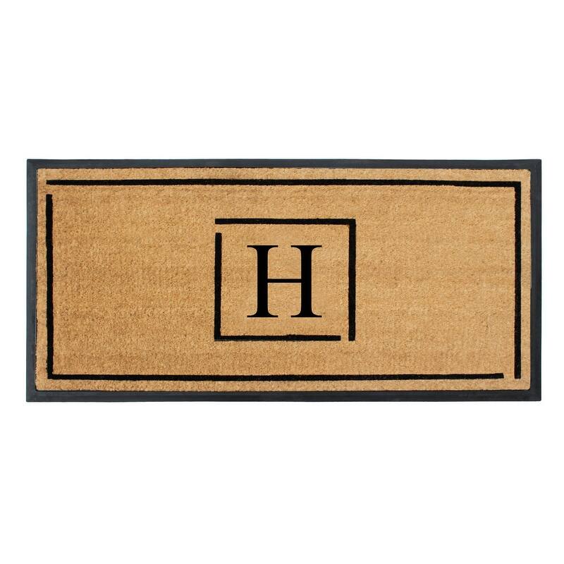 A1HC- Designer Hand-Crafted Rubber Coir Molded Double/Single Door Mat Monogrammed, Perfect and More Functional Size 24x48 Inch - 24"X48" - H