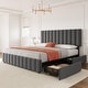 preview thumbnail 6 of 7, Queen Linen Upholstered Platform Bed Frame with 4 Storage Drawers, Adjustable Headboard Grey - Full