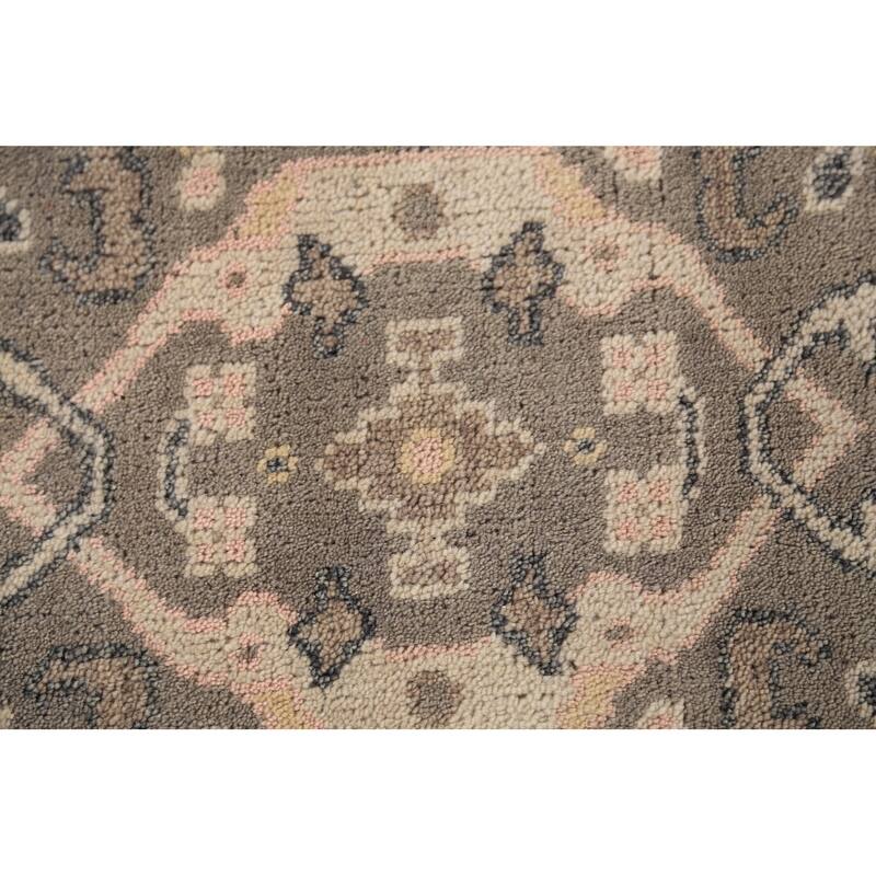 Gray & Ivory Oushak Indian Runner Rug Handmade Wool Carpet - 2'6"x 9'9"