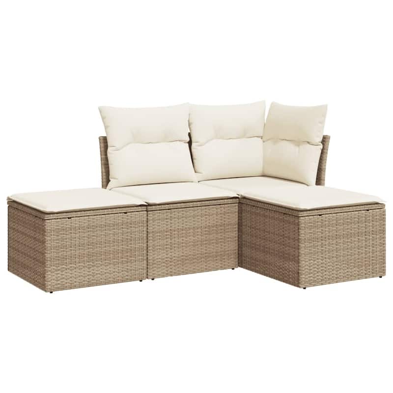 vidaXL Garden Sofa Set Beige, Cream White - 21.7 x 21.7 x 14.6