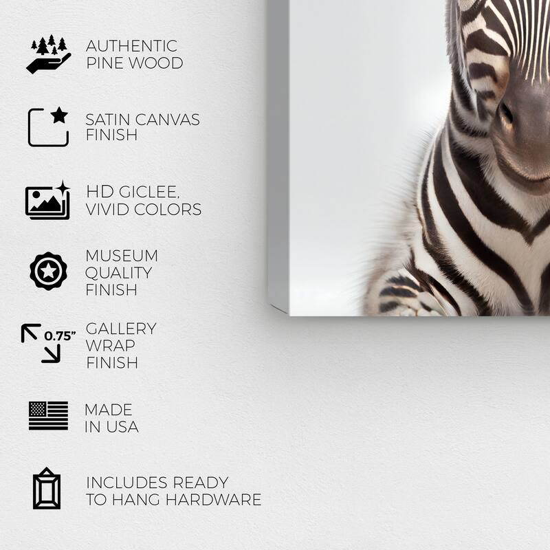 Wynwood Studio Canvas Animals Baby Animal Zebra Brown and Dark Brown Modern & Contemporary Wall Art Canvas Print - Brown, White