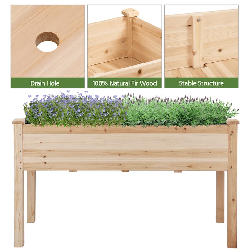 Yaheetech Raised Wooden Garden Bed Flower Boxes and Vegetable Planter