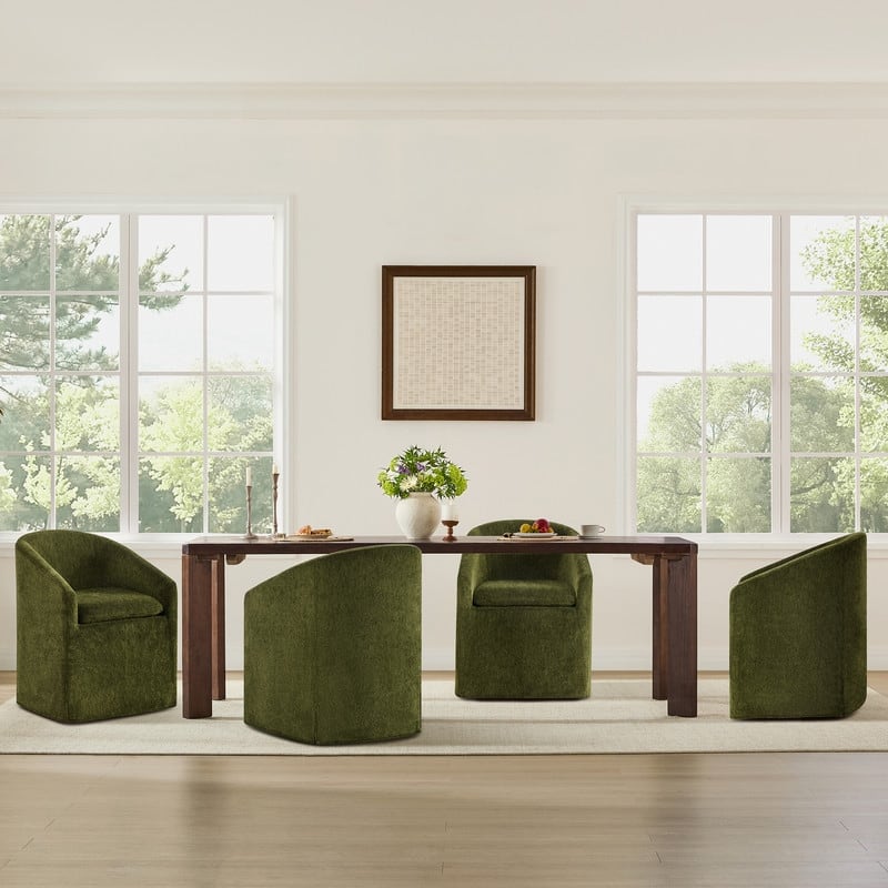 Spruce & Spring Modern Upholstered Dining Chair with Casters & Removable Slipcover