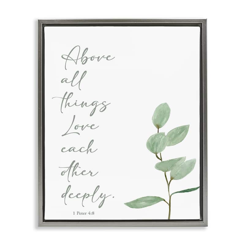 Stupell Love Each Other Deeply Framed Floater Canvas Wall Art Design By Lucille Price - 17 x 21 - Grey