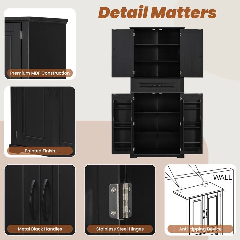 Bathroom Storage Cabinet with Multi-Functional Storage Space, Drawer with Slide Rails, Adjustable Shelf