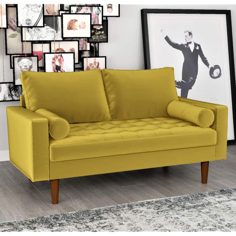 Luis Mid-century Modern Tufted Velvet Loveseat - N/A