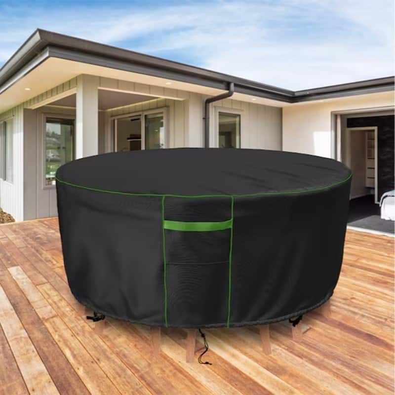 Black Polyester Patio Furniture Cover For Dining table (round)