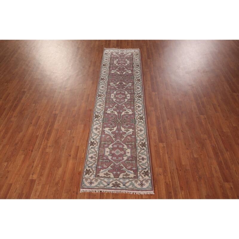 All-Over Floral Oushak Oriental Runner Rug Handmade Wool Carpet - 2'8"x 9'9"