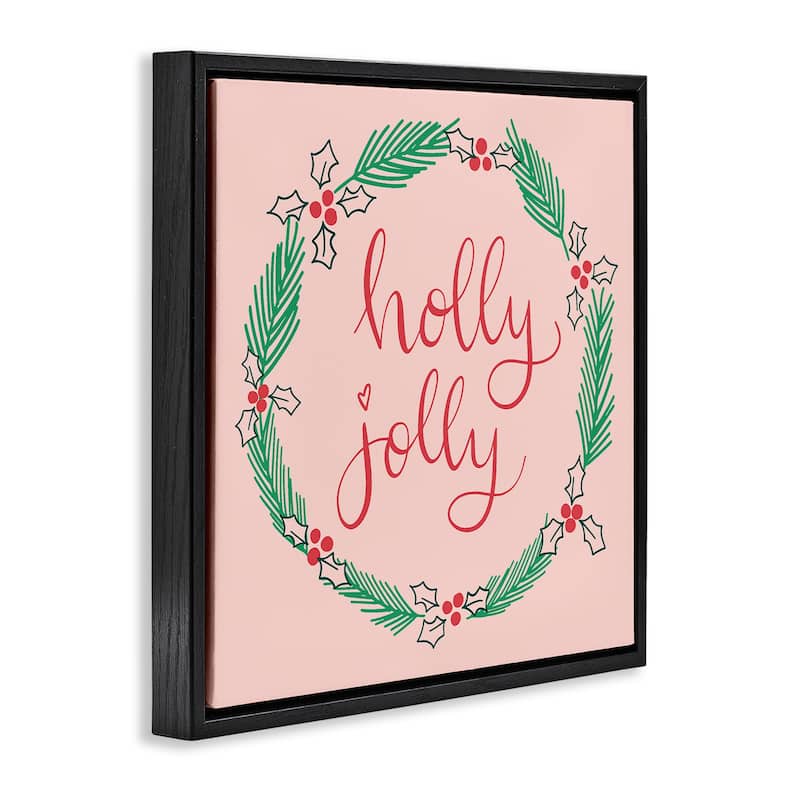 Stupell Minimal Holly Jolly Wreath Framed Floater Canvas Wall Art Design By Sazerelli Designs