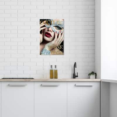 Wynwood Studio Canvas Fashion and Glam Cover Fashion Couture Mask Gray and Silver Glam Wall Art Canvas Print