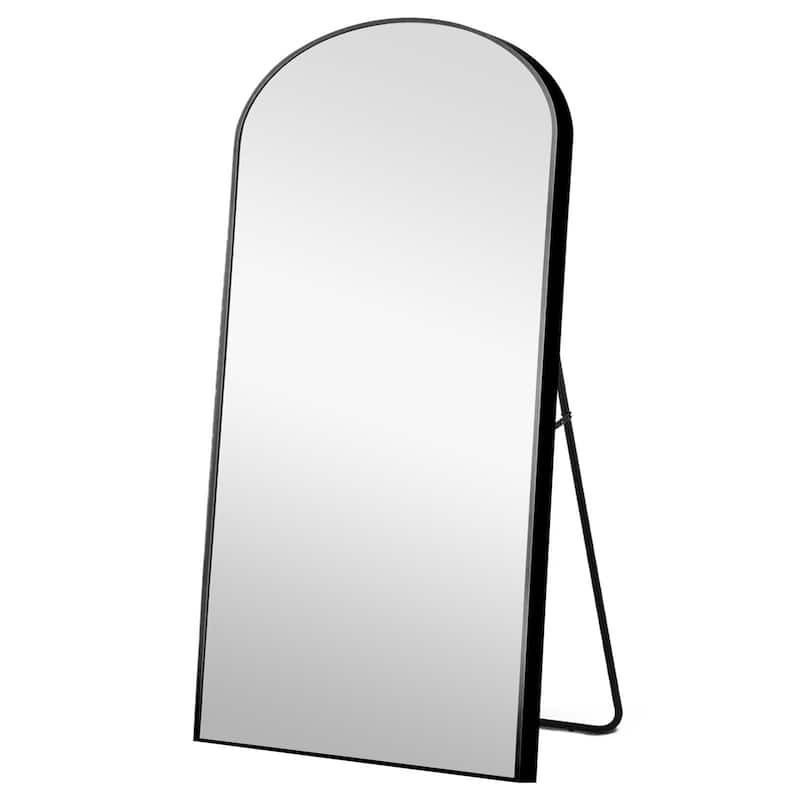 HomeRoots 71" Black Arch Metal Framed Freestanding Standing Mirror - 31.5" W x 1.18" D x 70.87" H