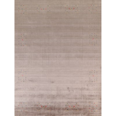 Gabbeh Area Rug Hand-Knotted Tribal Beige Wool Carpet - 7'10" x 9'8"