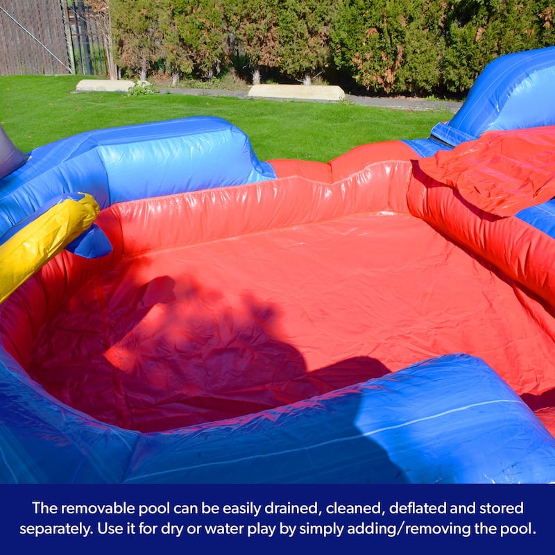 HeroKiddo 15' Ocean Shark Commercial Grade Inflatable Water Slide with Attached Splash Pool (No Blower Included), Outdoor Fun