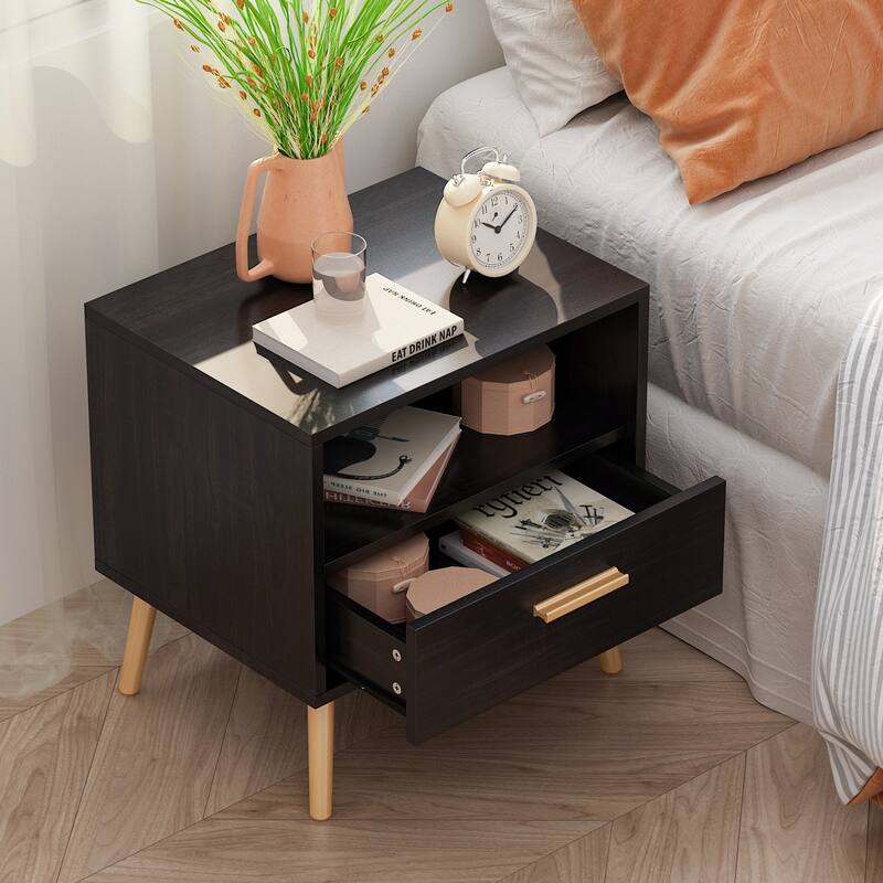 Timechee 20'' Tall 1 - Drawer Metal Legs Nightstand(One Piece)