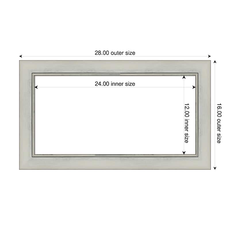 Amanti Art Flair Polished Nickel Framed Dry Erase Magnetic Board - 28 x 16 in - Flair Silver Patina