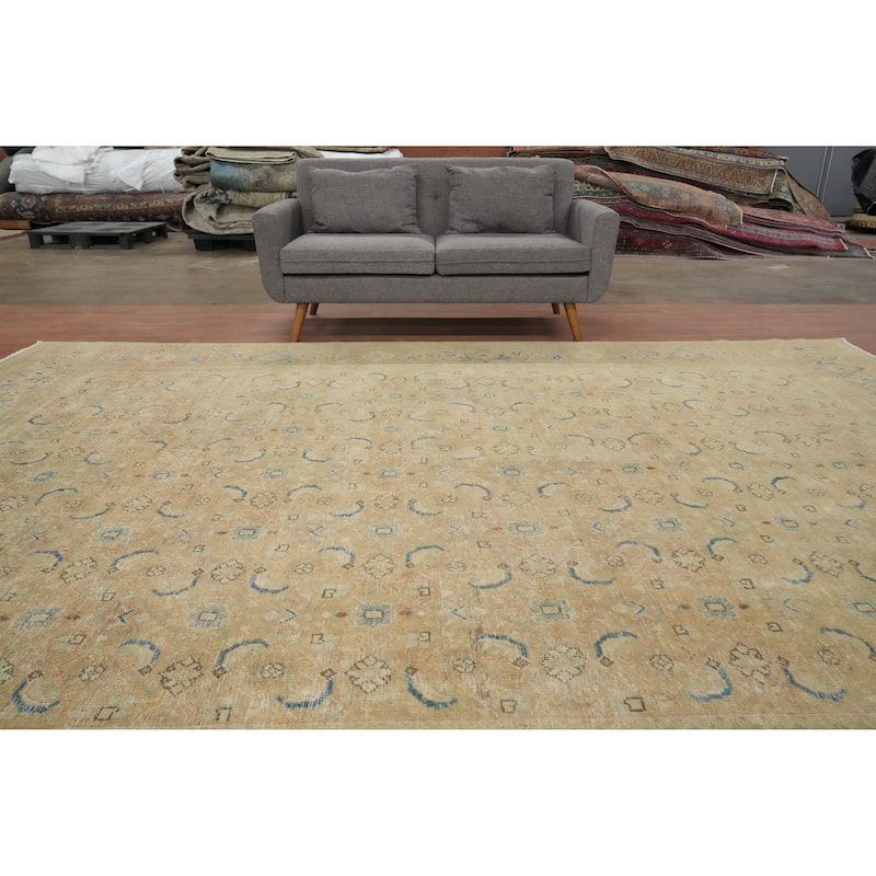 Hand Knotted Oriental 100% Wool Carpet Traditional All-Over Oranges & Rust Tabriz Area Rug - 12' 9'' X 9' 9''