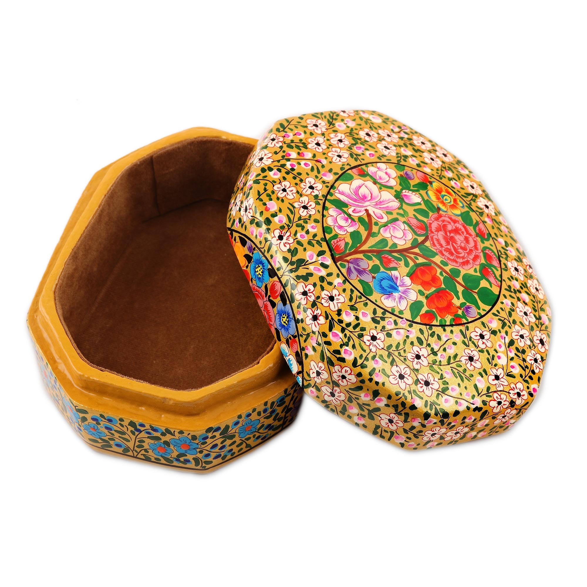 Novica Handmade Kashmir Flowers Papier Mache Decorative Box