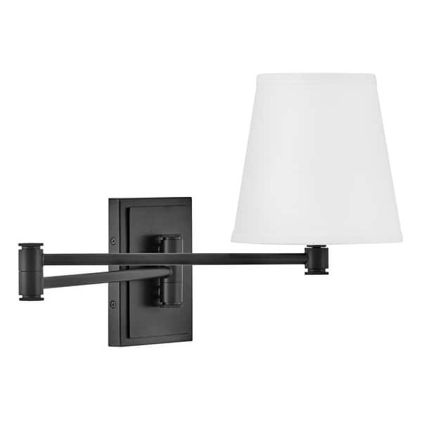 slide 2 of 4, Lark 83772 Beale 12" Tall Hardwired or Plug-In Wall Sconce with White Black
