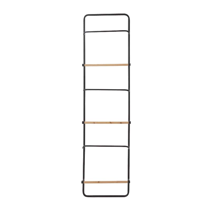 Metal Wall Mounted 6 Rack Ladder - Black or White - Roche River Decor - Black