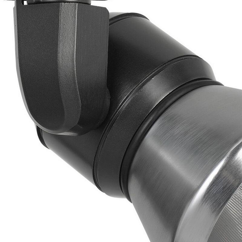 10W Integrated LED Metal Track Fixture with Cone Head, Black and Silver