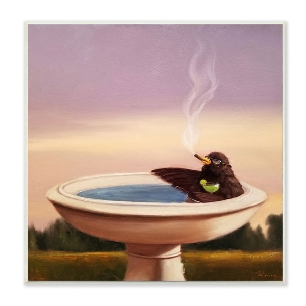 Shop Stupell Industries Birdbath Best Life Animal Alcohol Humor Bird Margarita Wood Wall Art 12x12 Multi Color Overstock 31619180