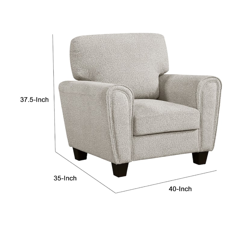 Loi Sofa Armchair with Reversible Cushion, Transitional Gray Chenille