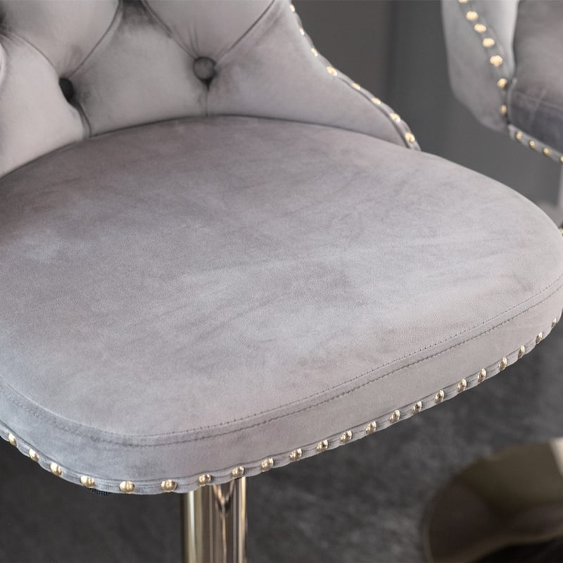 Golden Swivel Velvet Barstools Adjusatble Seat Height from 25-33 Inch,Upholstered Bar Stools with Backs Set of 2