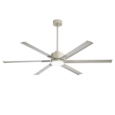 84" LED Champagne Silver Ceiling Fan with Light Kit and Remote-8 Aluminum blade