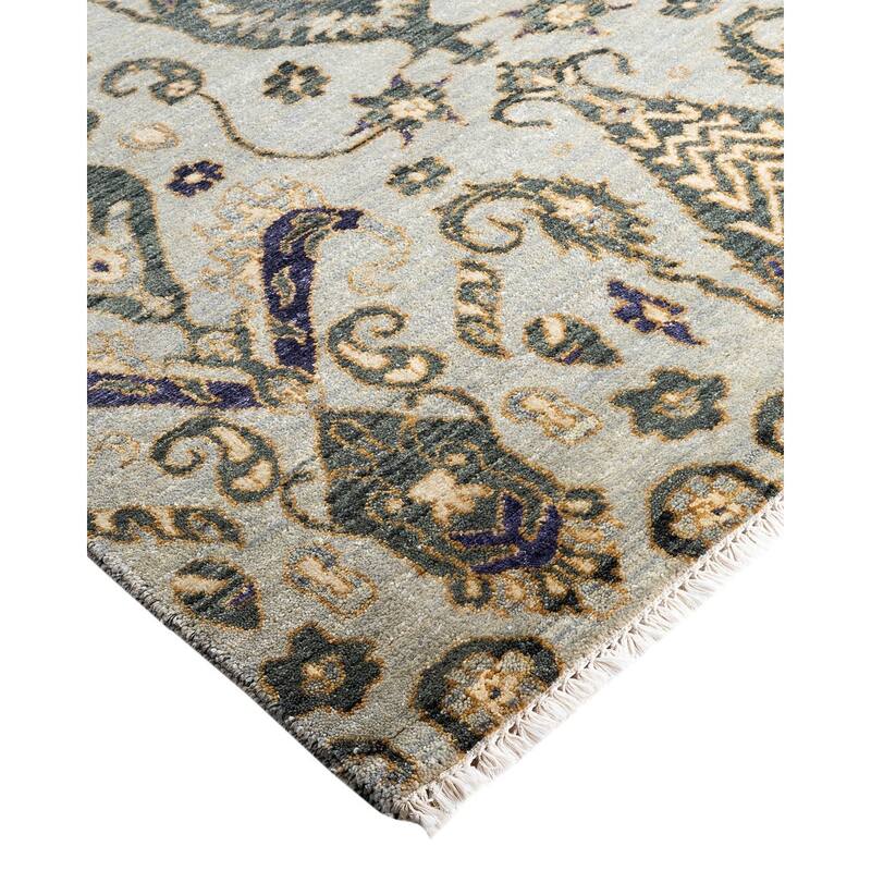 Ikat One-of-a-Kind Hand-Knotted Area Rug, Gray - 9' 0" x 12' 2"