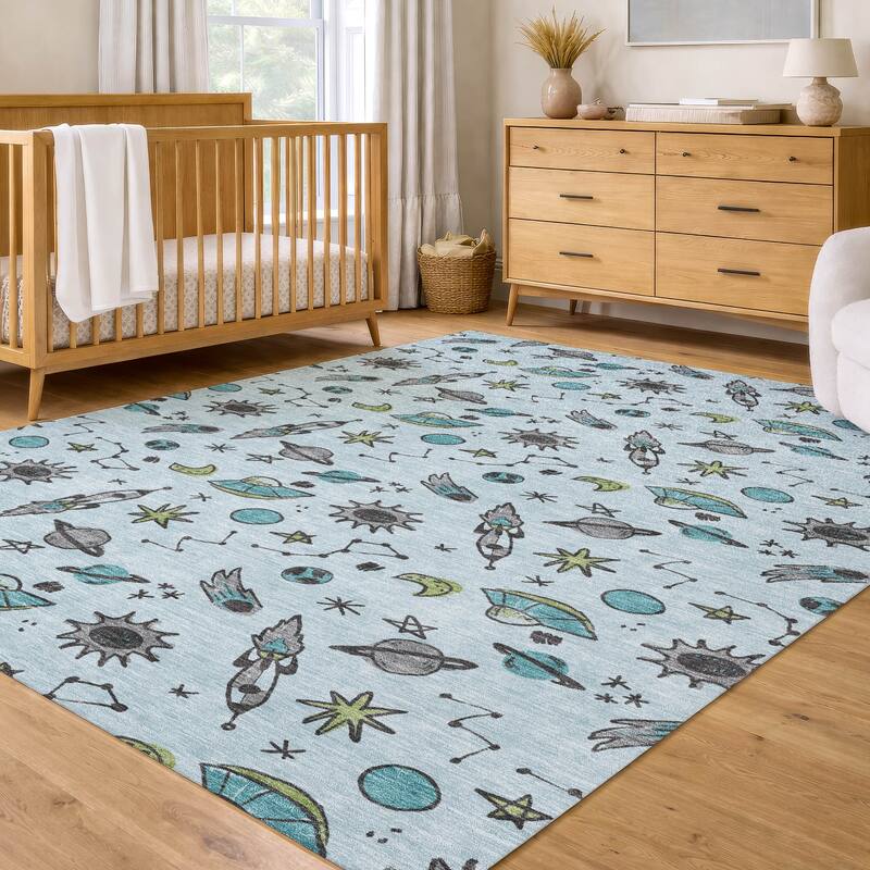 Machine Washable Indoor/ Outdoor Spaceship Chantille Rug