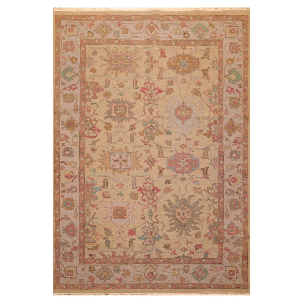 Hand Knotted Tan,Gray Soumak Wool Traditional Oriental Area Rug (6x9) - 6' x 8' 9''