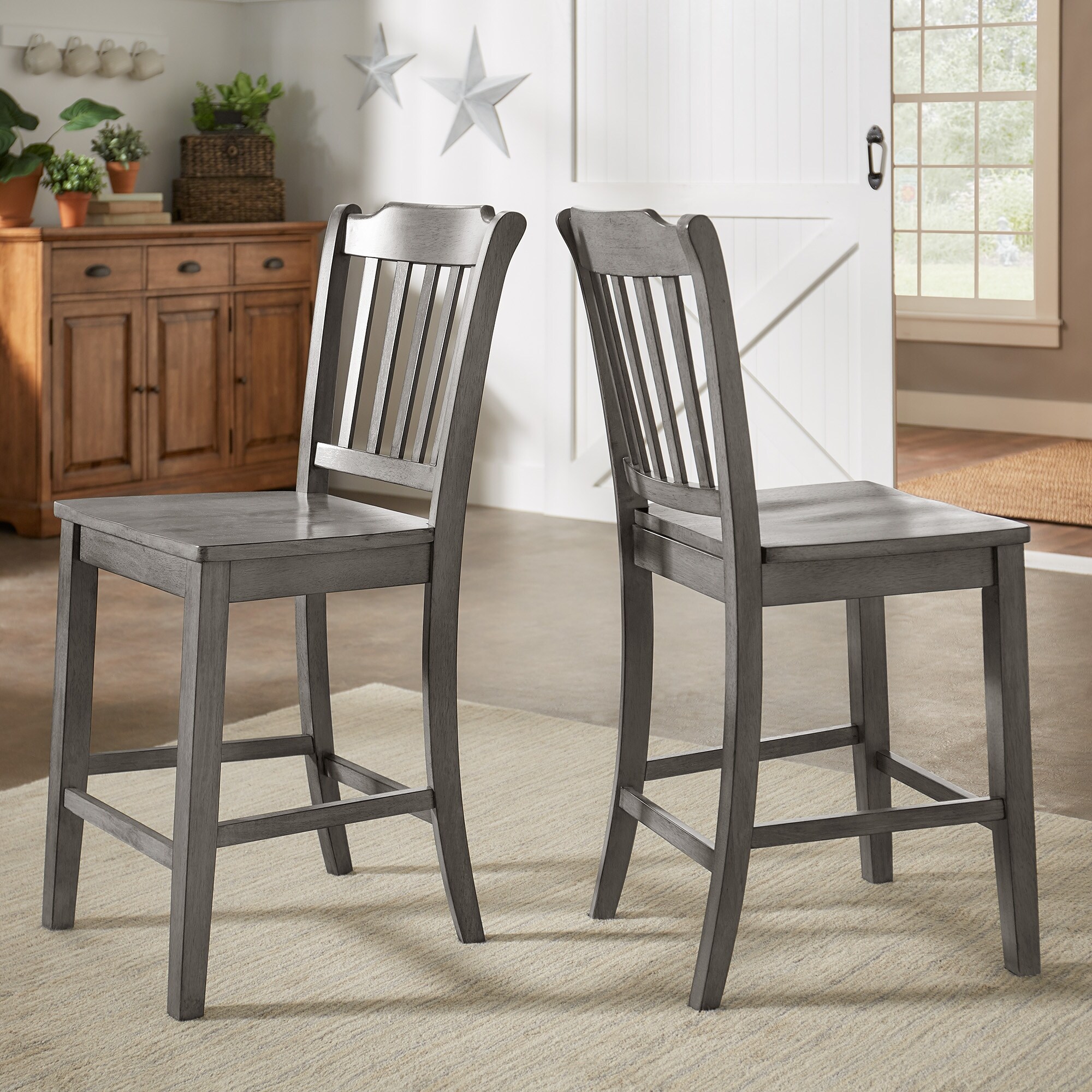 Eleanor Slat Back Wood Counter Chairs Set of 2 by iNSPIRE Q