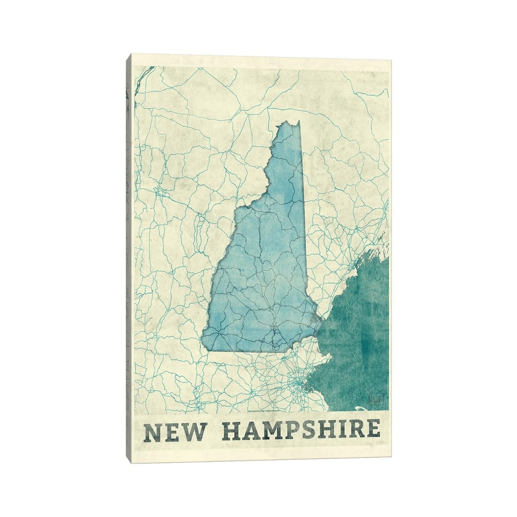iCanvas "New Hampshire Map" by Hubert Roguski Canvas Print