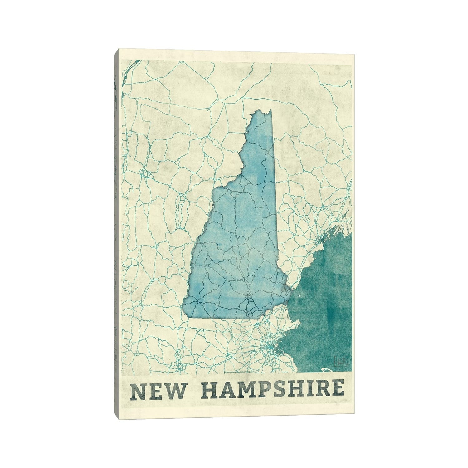iCanvas "New Hampshire Map" by Hubert Roguski Canvas Print