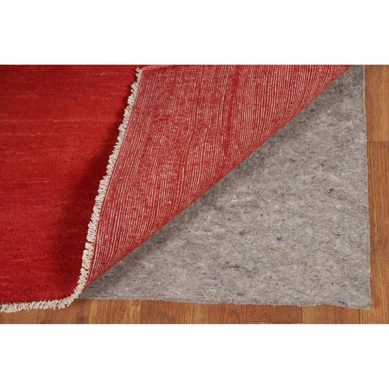 Modern Red Gabbeh Oriental Foyer Rug Hand-Knotted Wool Carpet - 3'4"x 4'10"