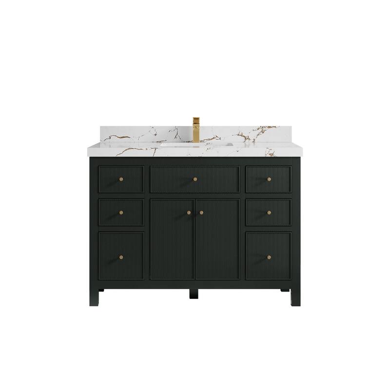 Willow Collections 48 in W x 22 in D Sonoma Free Standing Reeded Single Sink Bathroom Vanity with Countertop