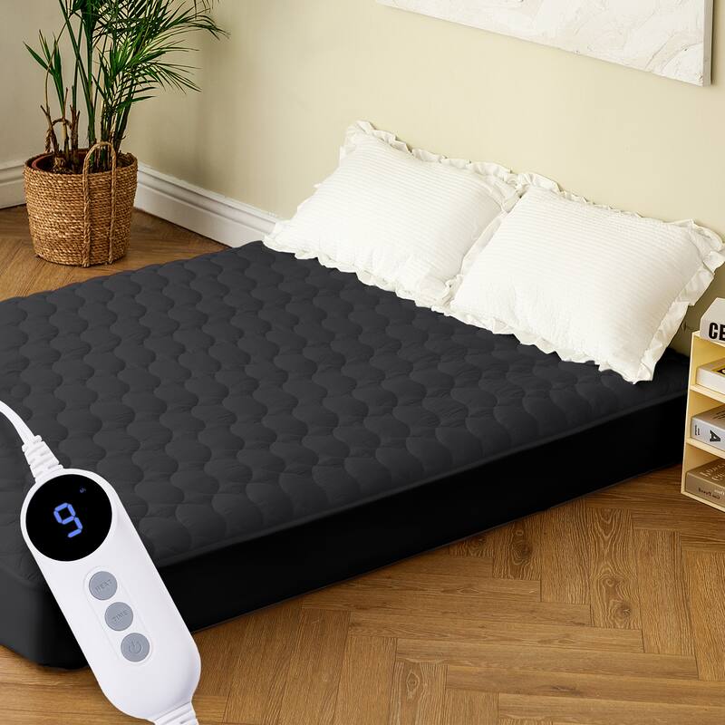 Temperature Regulating Electric Heated Mattress With Controllers - Full - BLACK
