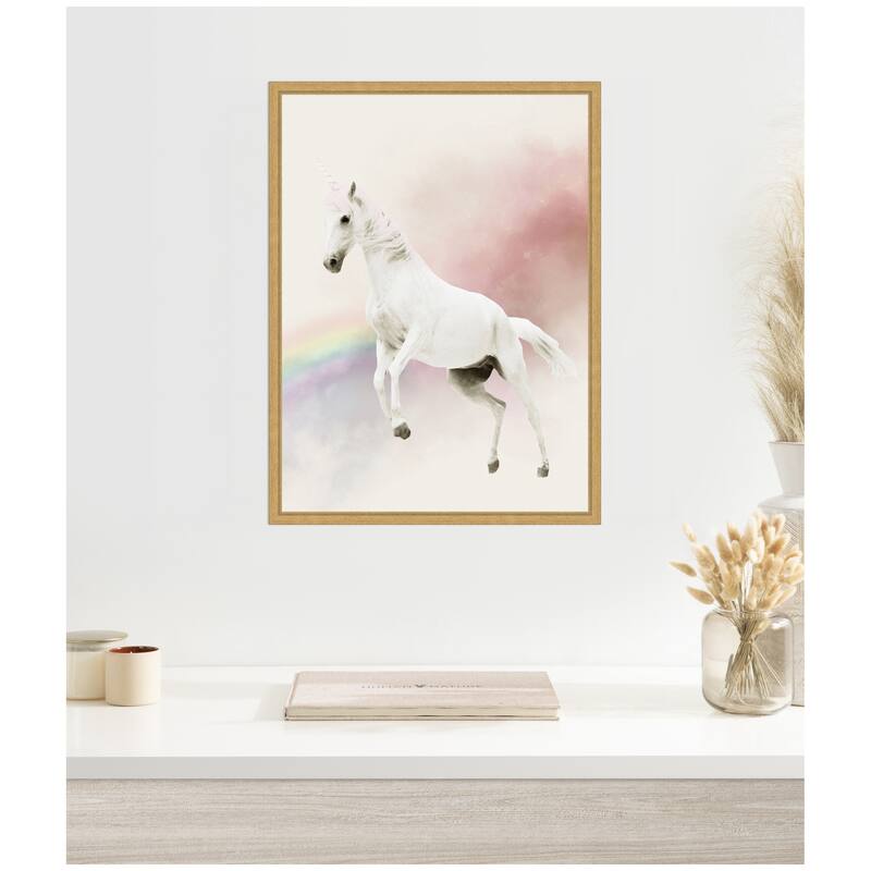 Kate and Laurel Sylvie Cute Unicorn Framed Canvas by July Art Prints