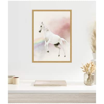 Kate and Laurel Sylvie Cute Unicorn Framed Canvas by July Art Prints